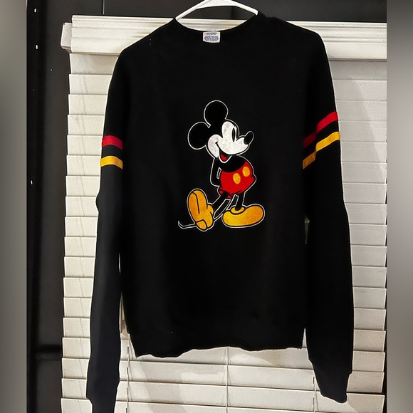 Disney Black Crewneck Sweater with Mickey Mouse - Picture 1 of 4